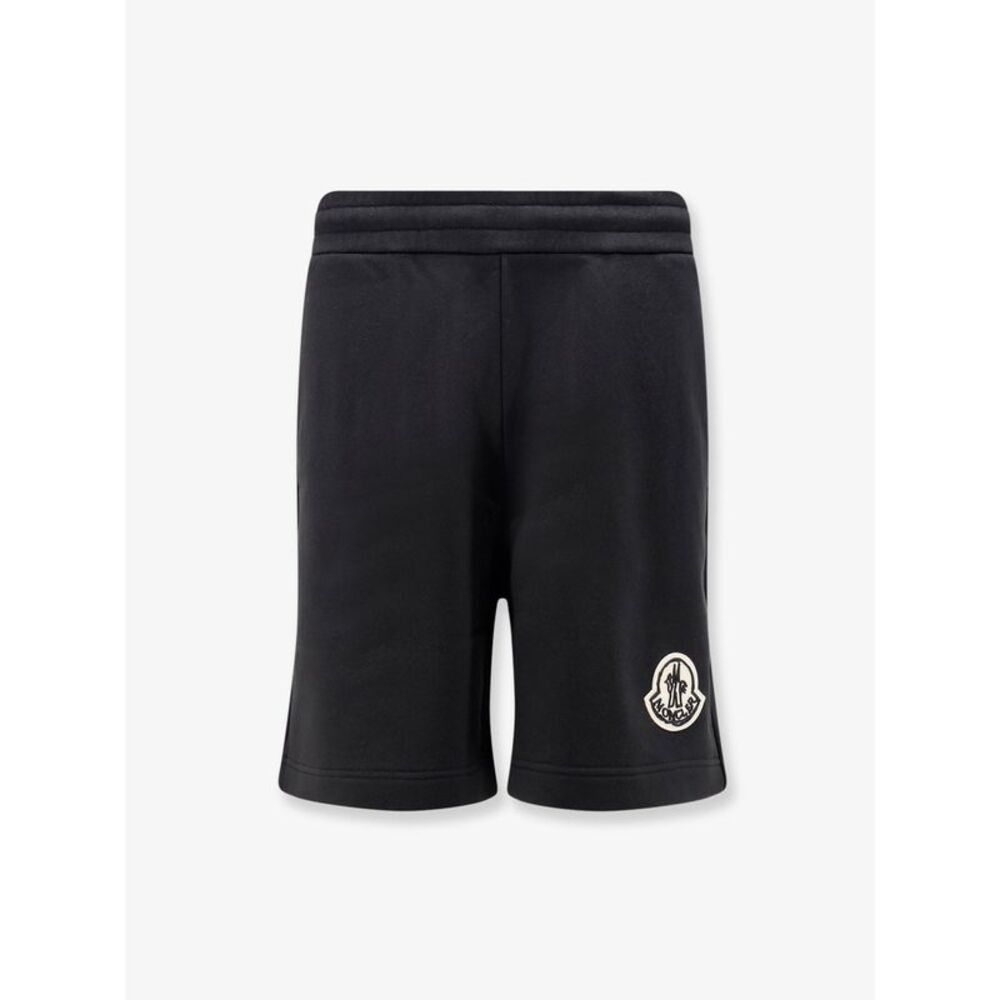 Moncler Men Cotton Bermuda Shorts With Front Logo Patch